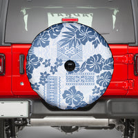 Vintage Hawaii Spare Tire Cover Hibiscus Tapa Tribal With Hawaiian Quilt Pattern Blue LT9 - Polynesian Pride