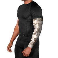 Vintage Hawaii Arm Sleeves Hibiscus Tapa Tribal With Hawaiian Quilt Pattern Gold - Polynesian Pride