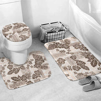 Vintage Hawaii Bathroom Set Hibiscus Tapa Tribal With Hawaiian Quilt Pattern Gold LT9 Mat Set Only (3 pcs) One Size Gold - Polynesian Pride