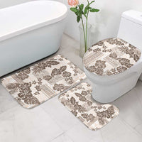 Vintage Hawaii Bathroom Set Hibiscus Tapa Tribal With Hawaiian Quilt Pattern Gold LT9 - Polynesian Pride