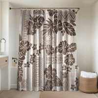 Vintage Hawaii Bathroom Set Hibiscus Tapa Tribal With Hawaiian Quilt Pattern Gold LT9 Shower Curtain Only Gold - Polynesian Pride