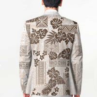 Vintage Hawaii Blazer Hibiscus Tapa Tribal With Hawaiian Quilt Pattern Gold - Polynesian Pride
