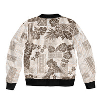 Vintage Hawaii Bomber Jacket Hibiscus Tapa Tribal With Hawaiian Quilt Pattern Gold LT9 - Polynesian Pride
