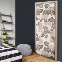 Vintage Hawaii Door Cover Hibiscus Tapa Tribal With Hawaiian Quilt Pattern Gold LT9 - Polynesian Pride