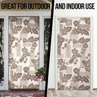 Vintage Hawaii Door Cover Hibiscus Tapa Tribal With Hawaiian Quilt Pattern Gold LT9 - Polynesian Pride