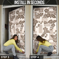Vintage Hawaii Door Cover Hibiscus Tapa Tribal With Hawaiian Quilt Pattern Gold LT9 - Polynesian Pride