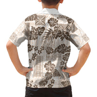 Vintage Hawaii Hawaiian Shirt Hibiscus Tapa Tribal With Hawaiian Quilt Pattern Gold LT9 - Polynesian Pride