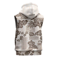 Vintage Hawaii Sleeveless Hoodie Hibiscus Tapa Tribal With Hawaiian Quilt Pattern Gold - Polynesian Pride