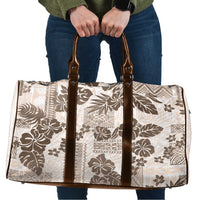 Vintage Hawaii Travel Bag Hibiscus Tapa Tribal With Hawaiian Quilt Pattern Gold - Polynesian Pride