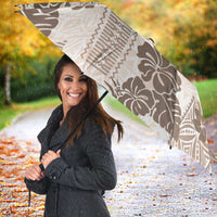 Vintage Hawaii Umbrella Hibiscus Tapa Tribal With Hawaiian Quilt Pattern Gold - Polynesian Pride