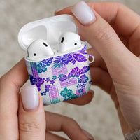 Vintage Hawaii AirPods Case Hibiscus Tapa Tribal With Hawaiian Quilt Pattern Purple LT9 - Polynesian Pride