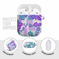 Vintage Hawaii AirPods Case Hibiscus Tapa Tribal With Hawaiian Quilt Pattern Purple - Polynesian Pride