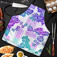 Vintage Hawaii Apron Hibiscus Tapa Tribal With Hawaiian Quilt Pattern Purple LT9 Purple - Polynesian Pride