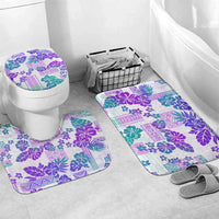 Vintage Hawaii Bathroom Set Hibiscus Tapa Tribal With Hawaiian Quilt Pattern Purple LT9 Mat Set Only (3 pcs) One Size Purple - Polynesian Pride