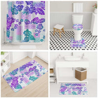 Vintage Hawaii Bathroom Set Hibiscus Tapa Tribal With Hawaiian Quilt Pattern Purple LT9 - Polynesian Pride