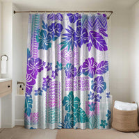 Vintage Hawaii Bathroom Set Hibiscus Tapa Tribal With Hawaiian Quilt Pattern Purple LT9 Shower Curtain Only Purple - Polynesian Pride