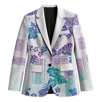 Vintage Hawaii Blazer Hibiscus Tapa Tribal With Hawaiian Quilt Pattern Purple - Polynesian Pride