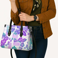 Vintage Hawaii Leather Bag Hibiscus Tapa Tribal With Hawaiian Quilt Pattern Purple LT9 - Polynesian Pride