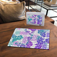 Vintage Hawaii Puzzle Hibiscus Tapa Tribal With Hawaiian Quilt Pattern Purple - Polynesian Pride