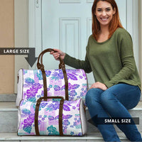 Vintage Hawaii Travel Bag Hibiscus Tapa Tribal With Hawaiian Quilt Pattern Purple LT9 - Polynesian Pride