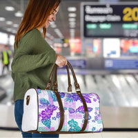 Vintage Hawaii Travel Bag Hibiscus Tapa Tribal With Hawaiian Quilt Pattern Purple LT9 - Polynesian Pride