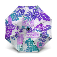 Vintage Hawaii Umbrella Hibiscus Tapa Tribal With Hawaiian Quilt Pattern Purple LT9 One Size Folded 11.42 inch Opened Diameter 37.4 inch Purple - Polynesian Pride