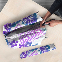 Vintage Hawaii Umbrella Hibiscus Tapa Tribal With Hawaiian Quilt Pattern Purple LT9 - Polynesian Pride