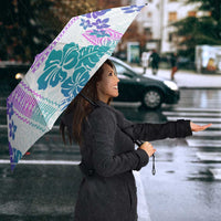 Vintage Hawaii Umbrella Hibiscus Tapa Tribal With Hawaiian Quilt Pattern Purple LT9 - Polynesian Pride
