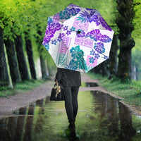 Vintage Hawaii Umbrella Hibiscus Tapa Tribal With Hawaiian Quilt Pattern Purple LT9 - Polynesian Pride