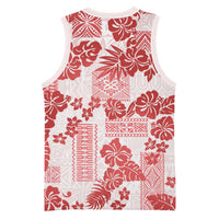 Vintage Hawaii Basketball Jersey Hibiscus Tapa Tribal With Hawaiian Quilt Pattern Red - Polynesian Pride