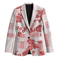 Vintage Hawaii Blazer Hibiscus Tapa Tribal With Hawaiian Quilt Pattern Red - Polynesian Pride