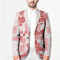 Vintage Hawaii Blazer Hibiscus Tapa Tribal With Hawaiian Quilt Pattern Red - Polynesian Pride