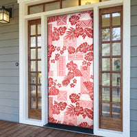 Vintage Hawaii Door Cover Hibiscus Tapa Tribal With Hawaiian Quilt Pattern Red LT9 - Polynesian Pride