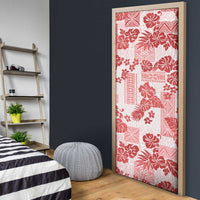 Vintage Hawaii Door Cover Hibiscus Tapa Tribal With Hawaiian Quilt Pattern Red LT9 - Polynesian Pride