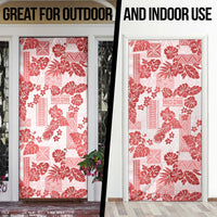 Vintage Hawaii Door Cover Hibiscus Tapa Tribal With Hawaiian Quilt Pattern Red LT9 - Polynesian Pride