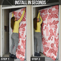 Vintage Hawaii Door Cover Hibiscus Tapa Tribal With Hawaiian Quilt Pattern Red LT9 - Polynesian Pride
