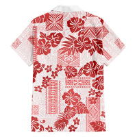 Vintage Hawaii Hawaiian Shirt Hibiscus Tapa Tribal With Hawaiian Quilt Pattern Red LT9 - Polynesian Pride