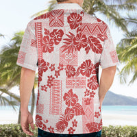 Vintage Hawaii Hawaiian Shirt Hibiscus Tapa Tribal With Hawaiian Quilt Pattern Red LT9 - Polynesian Pride