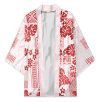 Vintage Hawaii Kimono Hibiscus Tapa Tribal With Hawaiian Quilt Pattern Red - Polynesian Pride