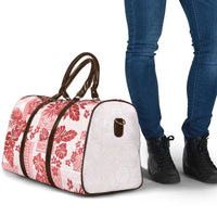 Vintage Hawaii Travel Bag Hibiscus Tapa Tribal With Hawaiian Quilt Pattern Red - Polynesian Pride