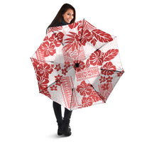 Vintage Hawaii Umbrella Hibiscus Tapa Tribal With Hawaiian Quilt Pattern Red LT9 - Polynesian Pride