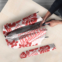 Vintage Hawaii Umbrella Hibiscus Tapa Tribal With Hawaiian Quilt Pattern Red LT9 - Polynesian Pride