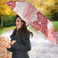 Vintage Hawaii Umbrella Hibiscus Tapa Tribal With Hawaiian Quilt Pattern Red LT9 - Polynesian Pride