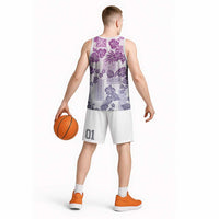 Vintage Hawaii Basketball Jersey Hibiscus Tapa Tribal With Hawaiian Quilt Pattern Violet - Polynesian Pride