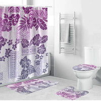 Vintage Hawaii Bathroom Set Hibiscus Tapa Tribal With Hawaiian Quilt Pattern Violet LT9 Bathroom Set (4 pcs) Violet - Polynesian Pride