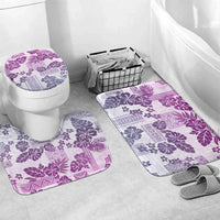 Vintage Hawaii Bathroom Set Hibiscus Tapa Tribal With Hawaiian Quilt Pattern Violet LT9 Mat Set Only (3 pcs) One Size Violet - Polynesian Pride