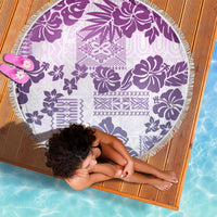 Vintage Hawaii Beach Blanket Hibiscus Tapa Tribal With Hawaiian Quilt Pattern Violet LT9 - Wonder Print Shop