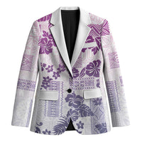 Vintage Hawaii Blazer Hibiscus Tapa Tribal With Hawaiian Quilt Pattern Violet - Polynesian Pride