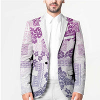 Vintage Hawaii Blazer Hibiscus Tapa Tribal With Hawaiian Quilt Pattern Violet - Polynesian Pride