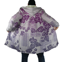 Vintage Hawaii Cloak Hibiscus Tapa Tribal With Hawaiian Quilt Pattern Violet LT9 - Polynesian Pride
